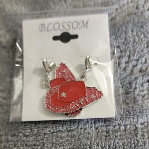 Red Cowboy Hat Dangle Earrings -